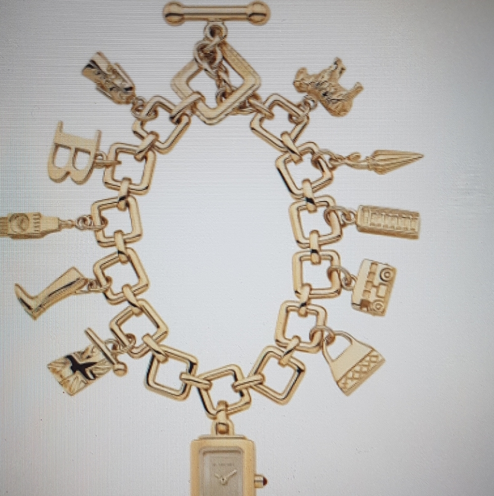 Burberry 18k gold plated charm bracelet.